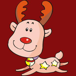 可爱躺着的卡通驯鹿形象