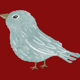 红色背景上的灰色小鸟