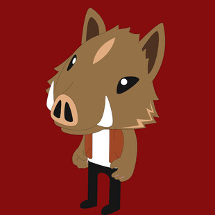 卡通野猪形象身着时尚装