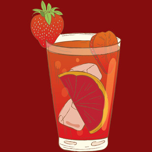 草莓冰饮插画