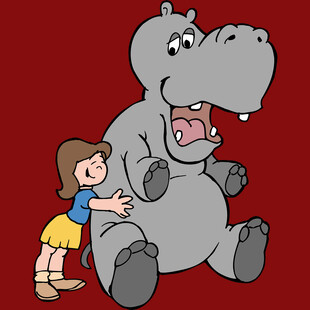 小女孩与河马的温馨互动