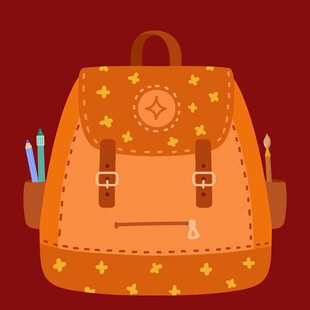 橙色星星图案学生书包