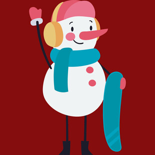 可爱雪人挥手送冬日祝福