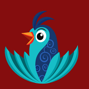 蓝色花纹小鸟插画