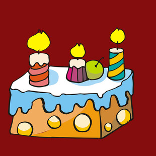 卡通风格生日蛋糕插画