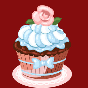 精致玫瑰装饰纸杯蛋糕