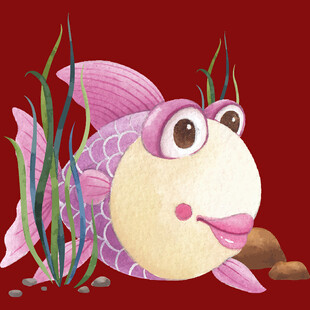 可爱粉色小鱼插画