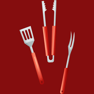 红色柄厨房烹饪工具组