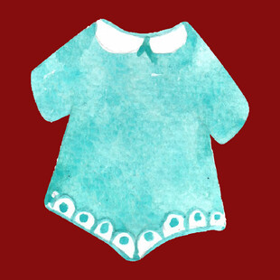 浅蓝色娃娃领短袖连体衣