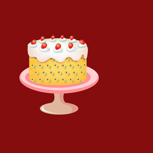 红色背景上的美味装饰蛋糕