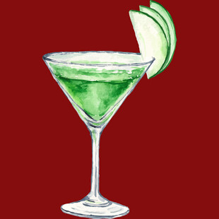 青绿色苹果马天尼鸡尾酒