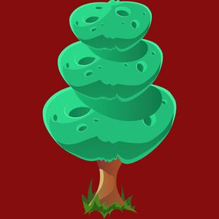 卡通风格的多层绿色树木