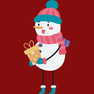 可爱雪人手持礼物贺佳节