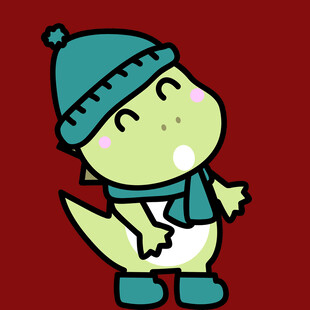 戴帽围巾的可爱小恐龙