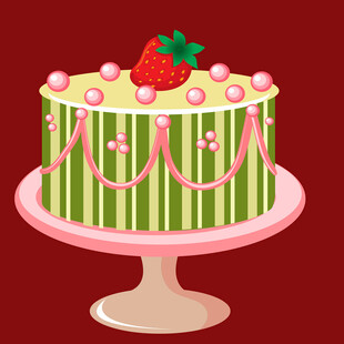 草莓装饰的条纹美味蛋糕