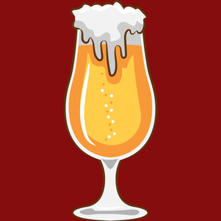 满溢泡沫的金黄啤酒杯