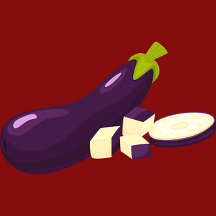 紫色茄子切片插画