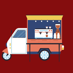 复古三轮咖啡售卖车