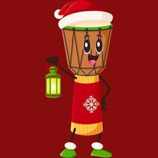 圣诞风卡通鼓角色提灯笼