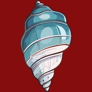 蓝色渐变海螺插画