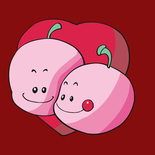 可爱双桃卡通形象