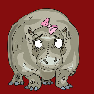 戴蝴蝶结的可爱河马