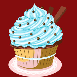 美味蓝色奶油装饰小蛋糕