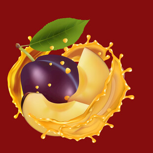 飞溅的李子与果汁画面