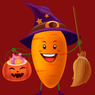 胡萝卜女巫提南瓜灯