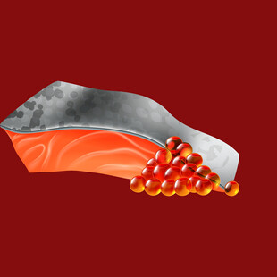 美味三文鱼配鱼子酱