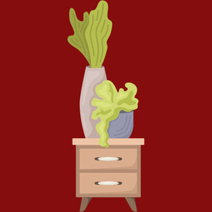 桌上绿植摆件清新小景