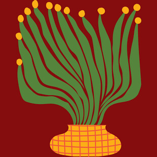 花瓶插枝抽象艺术图案