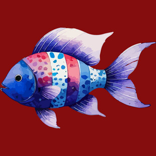 彩色梦幻鱼插画
