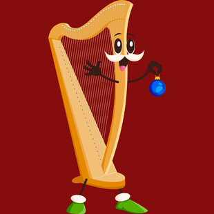 可爱卡通竖琴形象