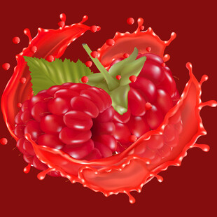 树莓果汁飞溅的诱人瞬间