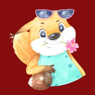 戴墨镜的可爱小狐狸