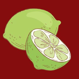 青柠整颗与切片的清新呈现