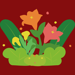 多彩花卉绿植插画