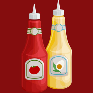 番茄酱与芥末酱瓶