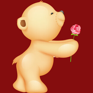 小熊献花