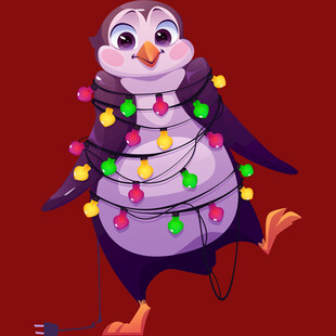 跳舞的彩灯企鹅