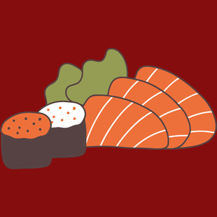 美味寿司与三文鱼切片