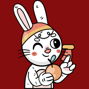 卡通小兔吹唢呐