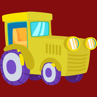 可爱卡通黄色拖拉机