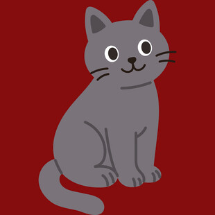 坐着的灰色卡通猫咪