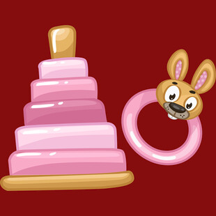 粉色婴儿玩具堆叠与牙胶