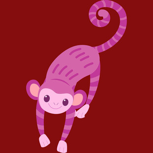 紫色可爱小猴插画