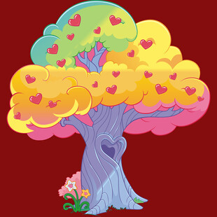 爱心树绽放浪漫色彩