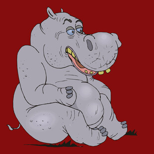 坐着的卡通河马