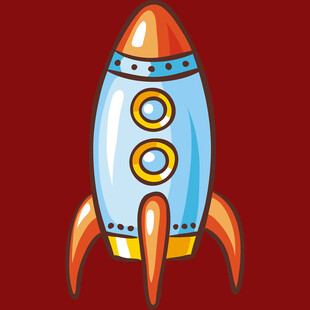 卡通风格火箭插画